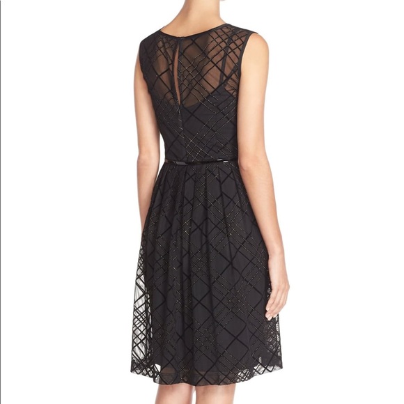 ellen tracy plaid mesh fit and flare dress - Picture 2 of 5